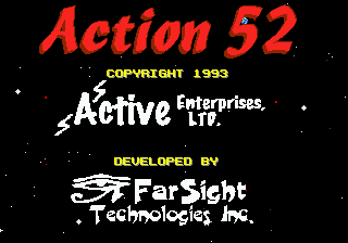 Action 52 title screen for Sega Genesis